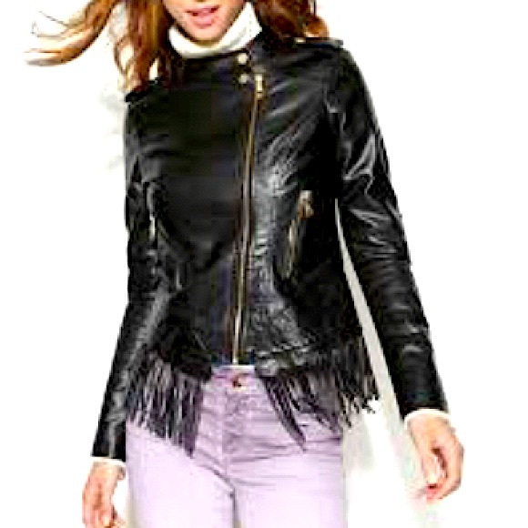 Steve Madden Jackets & Blazers - NWT Steve Madden Black Faux Vegan Leather Fringe Moto Asymmetrical Jacket Coat
